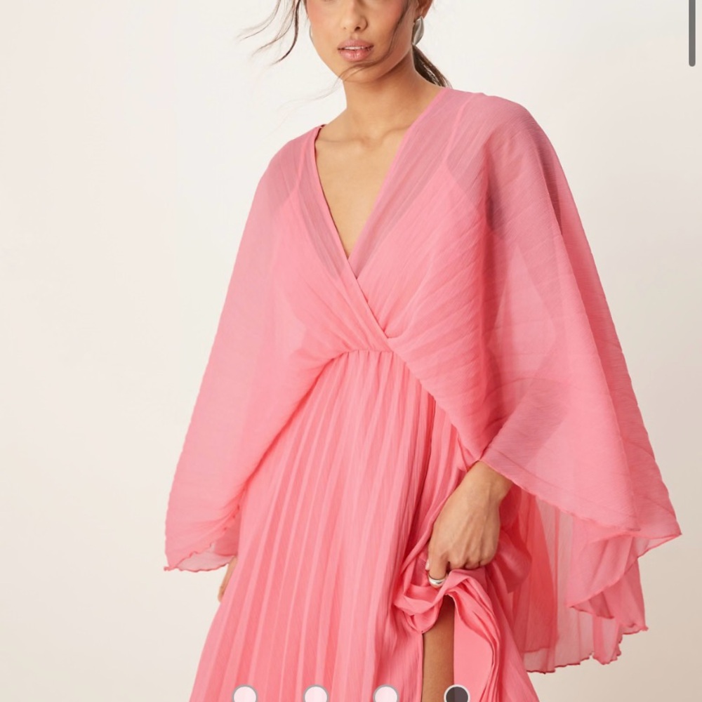 ASOS Pink Maxi Dress with Pleated Skirt
